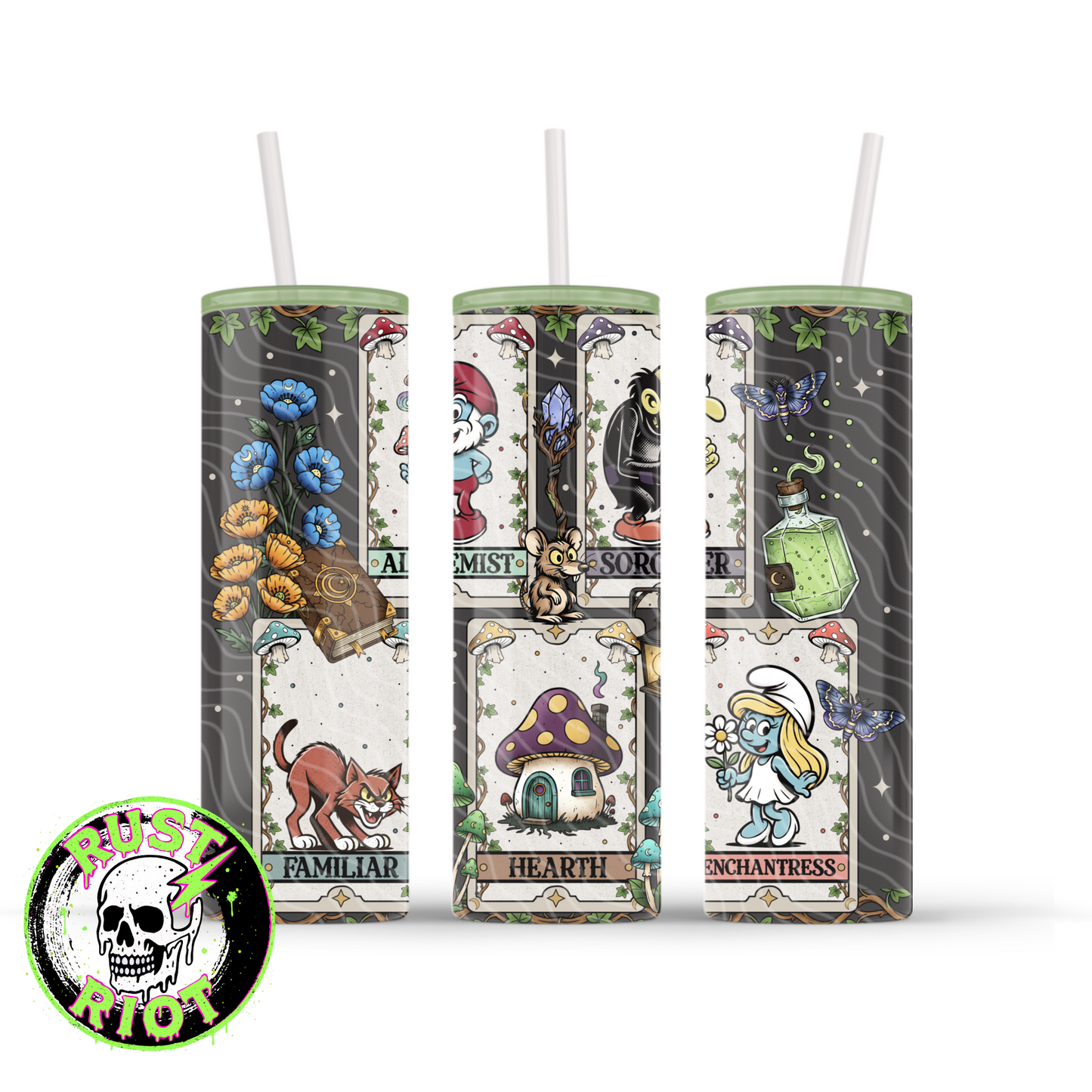 Woodland Tarot | Whimsical Forest Mystic | 20oz Skinny Tumbler Wrap PNG Digital Download