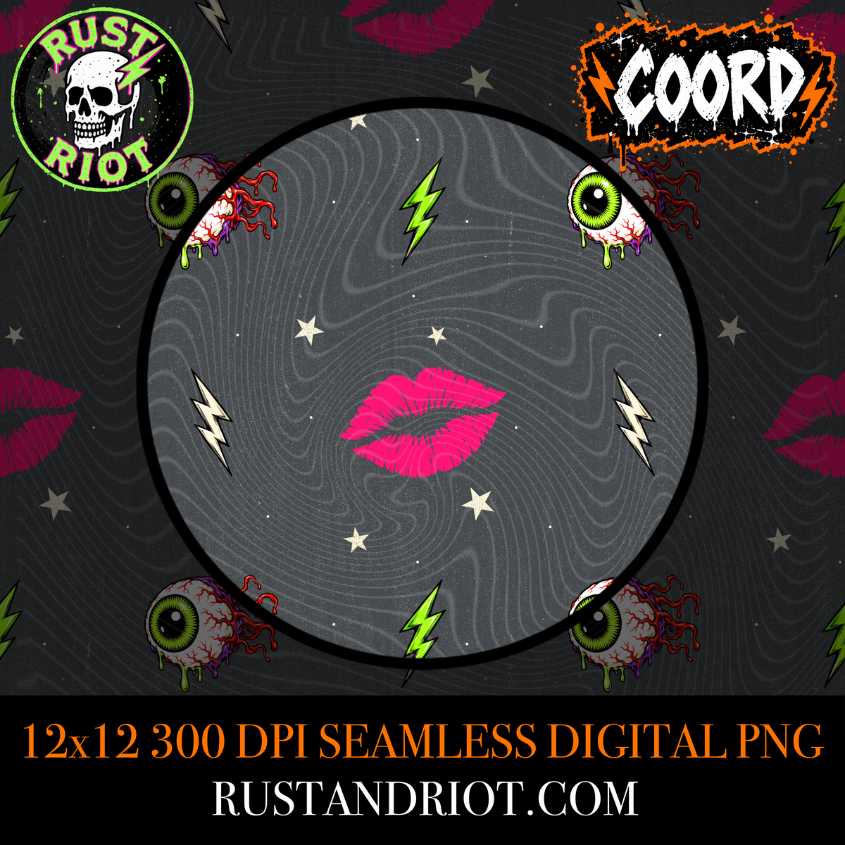 Electric Devil Seamless Pattern | Rock & Roll Horror | PNG Digital Download