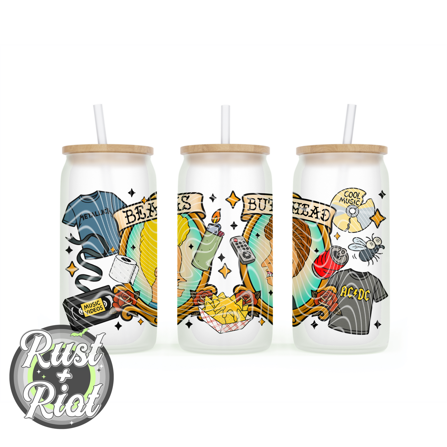 Breakin’ the Law Glass Can Wrap – Tattoo Cartoon Duo PNG (16oz)