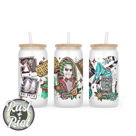 I’ve Got Demons 16oz Glass Can Template Design PNG, 1980s Cult Classic Horror Comedy Movie Digital Graphic Image for UVDTF and Sublimation Printing