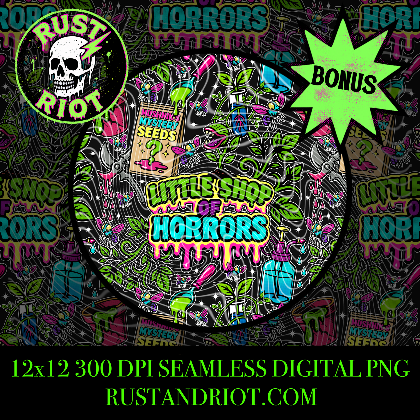 Skid Row Grow | Retro Horror Botanical Everything Bundle | PNG Digital Download