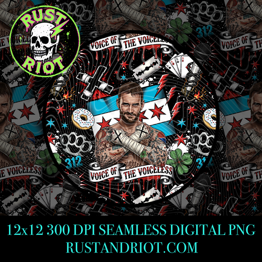 Chicago Made Seamless Pattern | Tattoo Comic Graphic Repeat | PNG Digital Download