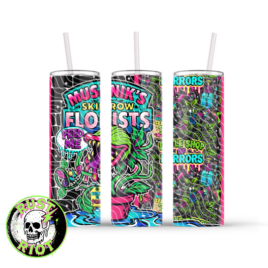 Skid Row Grow | Retro Horror Botanical Design | 20oz Skinny Tumbler Wrap Digital Download PNG