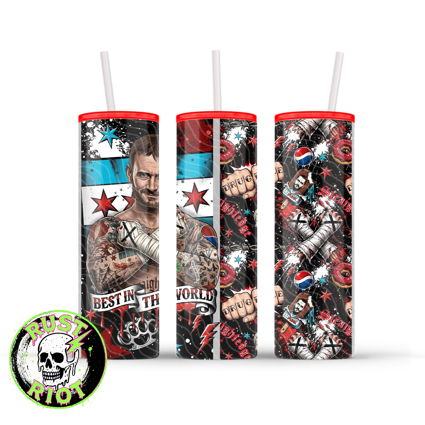 Chicago Made | Tattoo Comic Graphic | 20oz Skinny Tumbler Wrap PNG Digital Download