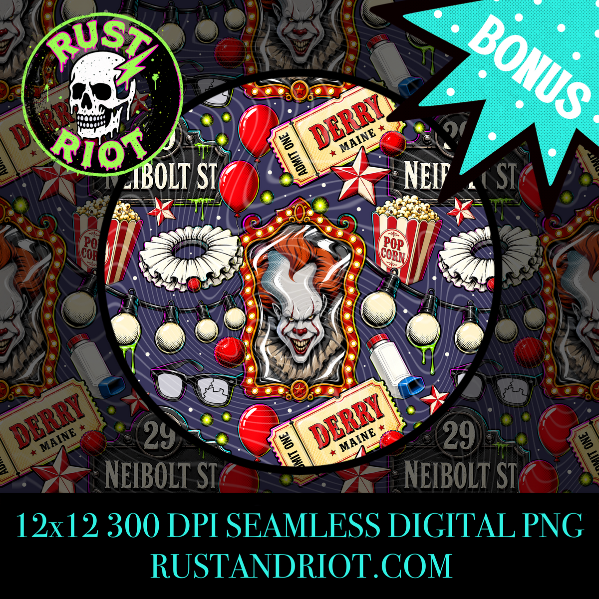 Derry After Dark Everything Bundle | Neon Comic Horror | PNG Digital Download