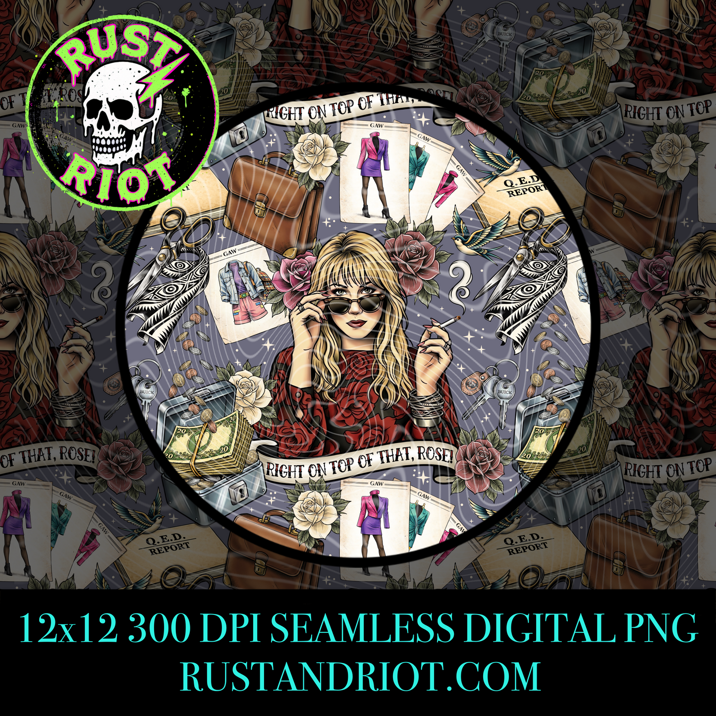 Petty Cash | Dark Comedy Cult Classic Seamless Pattern | PNG Digital Download