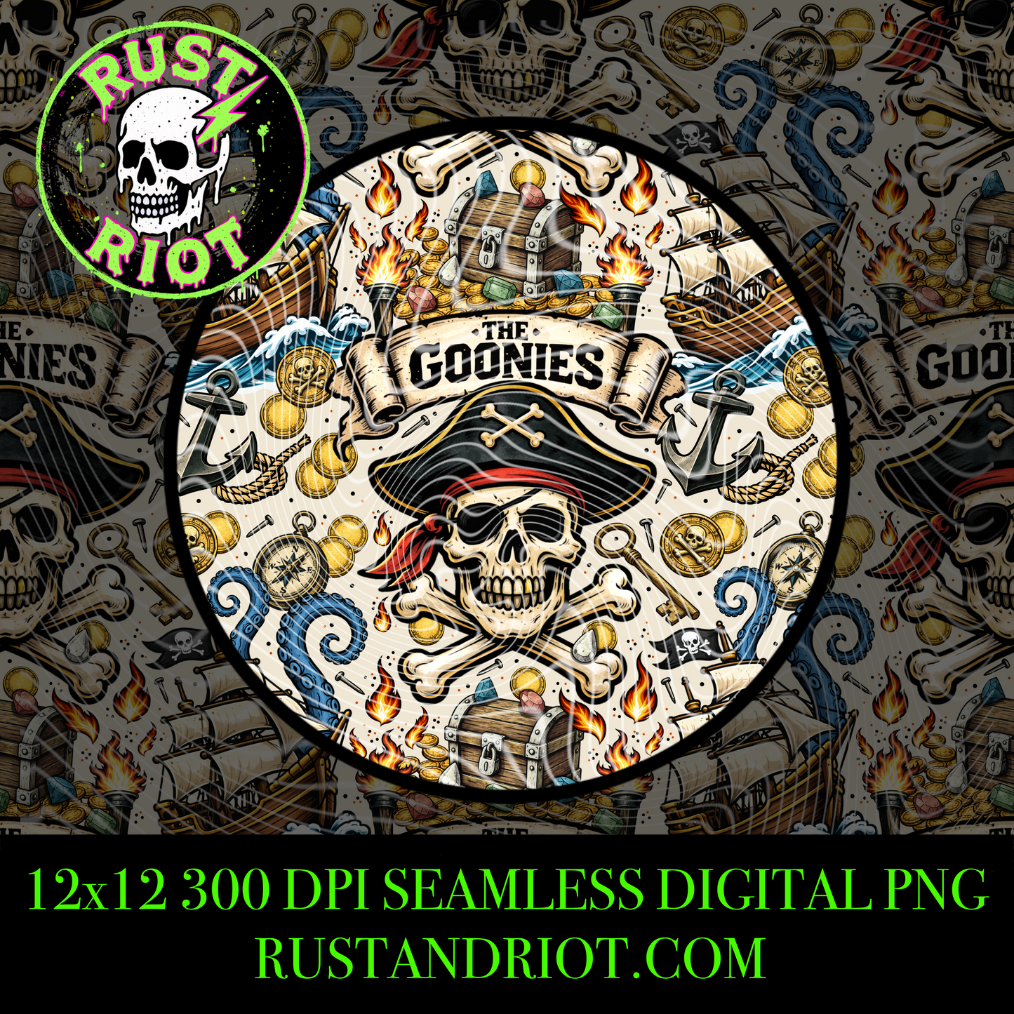Never Say Die Everything Bundle | Retro Pirate Adventure Design Set | PNG Digital Download
