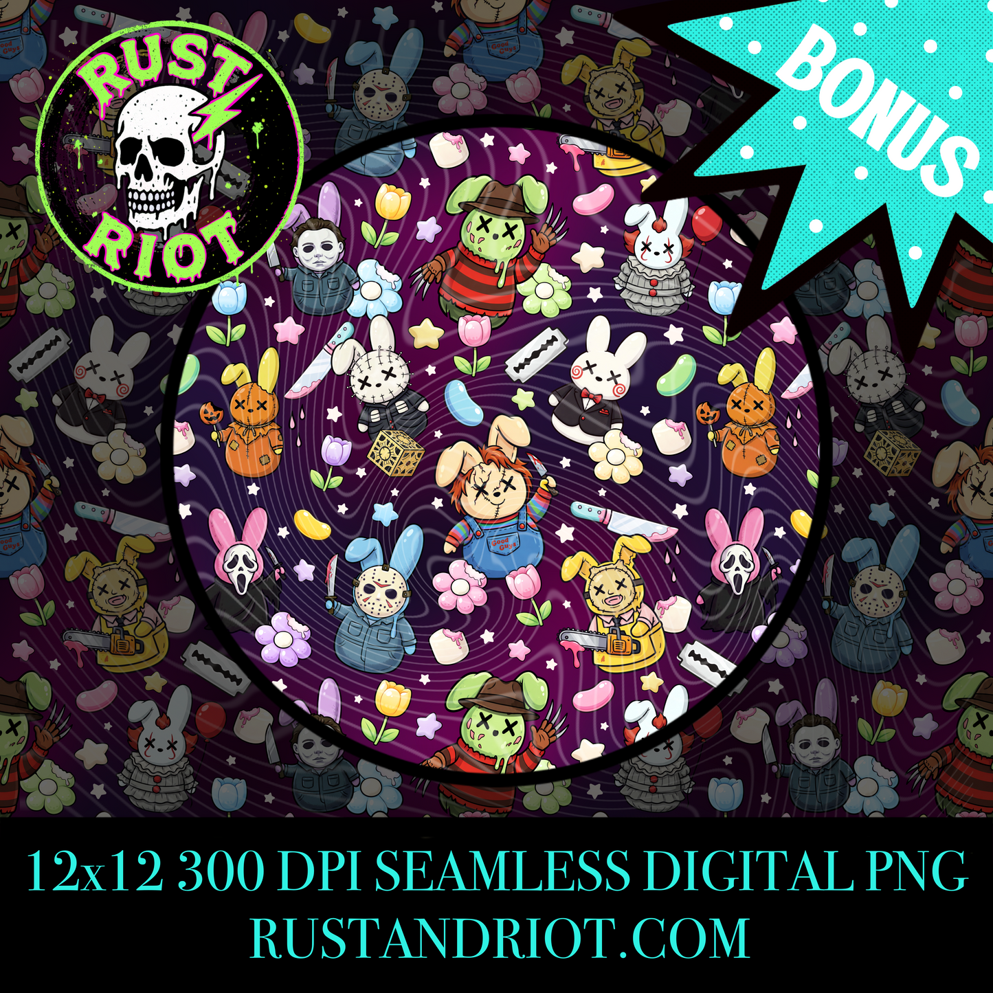 Slashy Easter Everything Bundle | Pastel Horror Graphic Set | PNG Digital Download