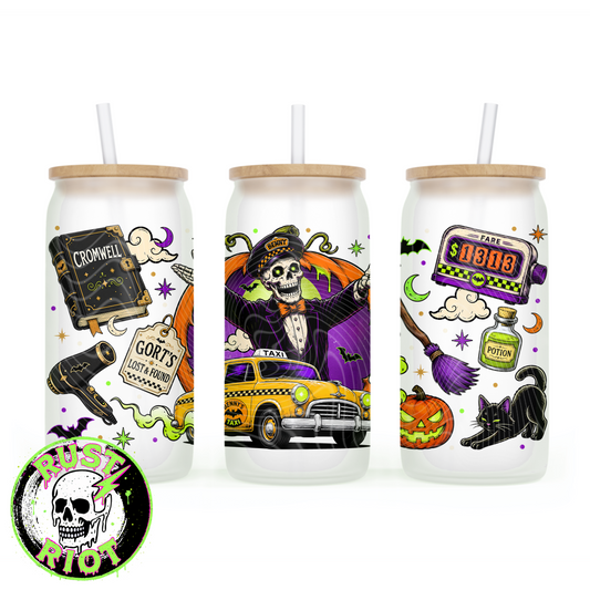 Midnight Fare Glass Can Wrap | Halloween Pop Art | PNG Digital Download