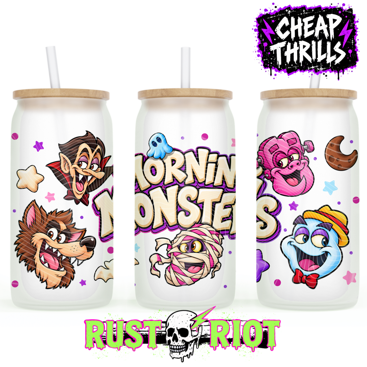 Morning Monsters | Retro Monster Cereal Collection | PNG Digital Download