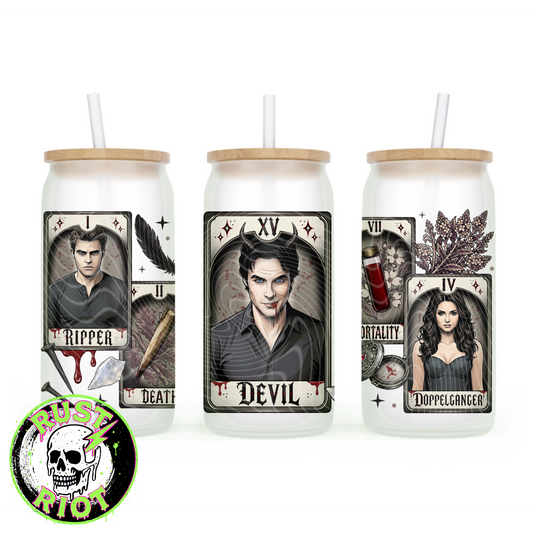Bloodline Arcana Glass Can Wrap | Neo Trad Vampire Tarot | PNG Digital Download