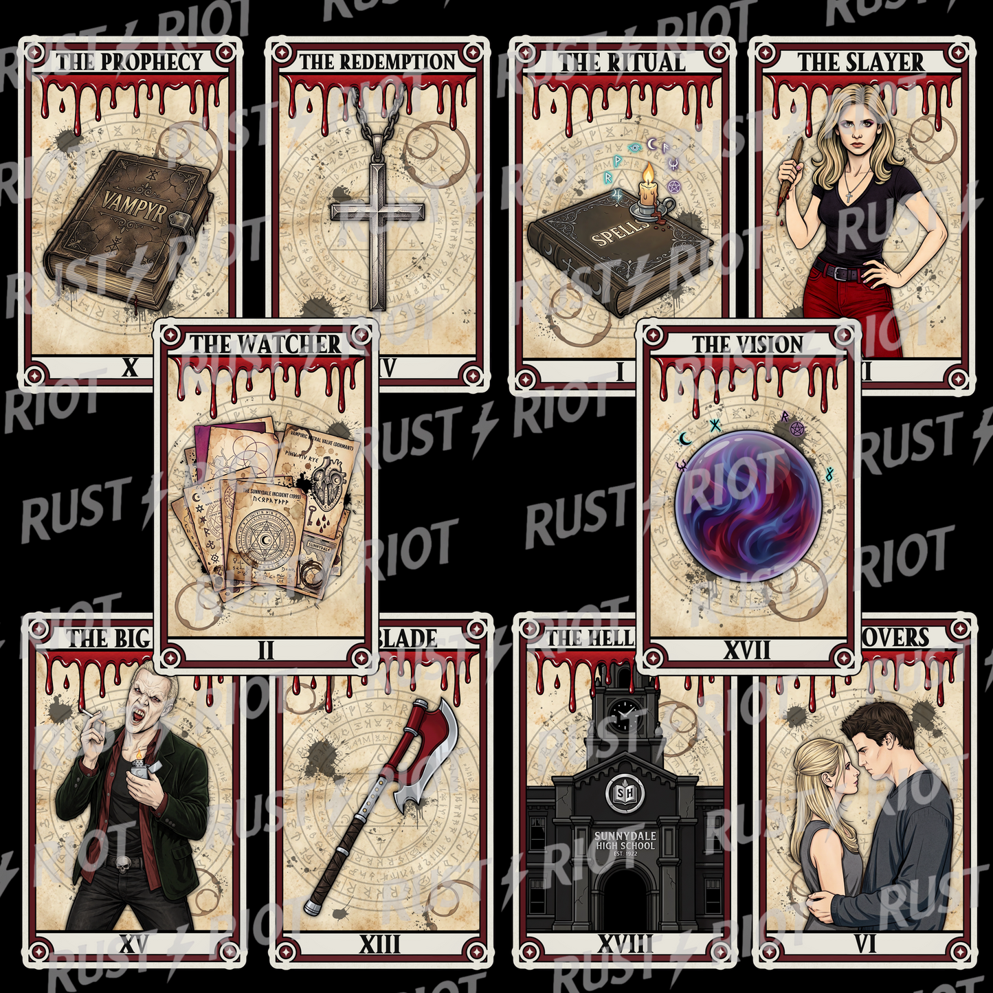 Slayer Arcana The Chosen Cards -Limited (5) Bundle | Gothic Tarot Collection | PNG Digital Download