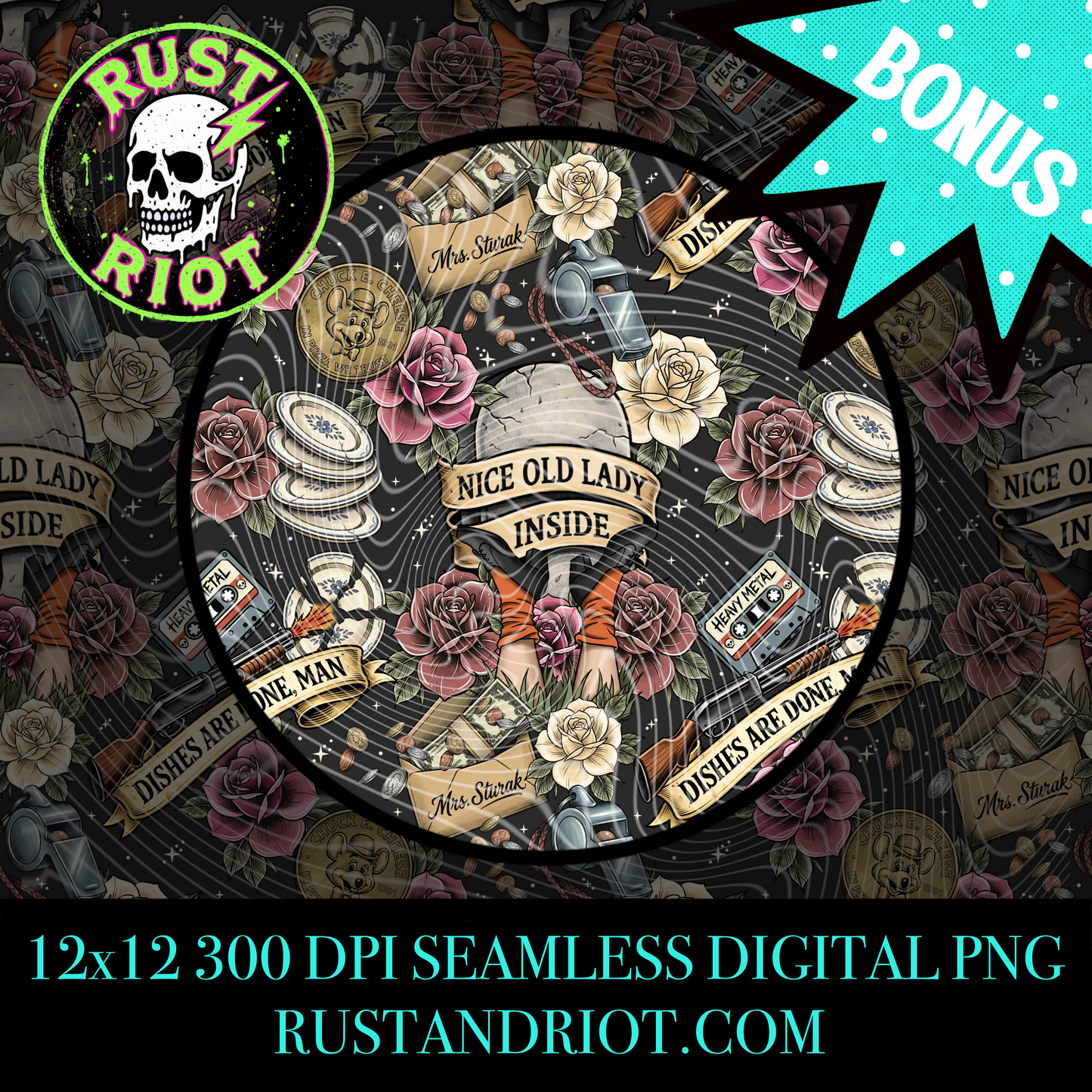 Petty Cash | Dark Comedy Cult Classic Seamless Pattern | PNG Digital Download