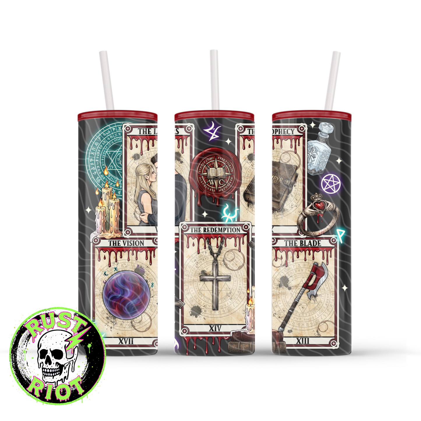 Slayer Arcana  | Gothic Tarot Graphic | 20oz Skinny Tumbler Wrap PNG Digital Download
