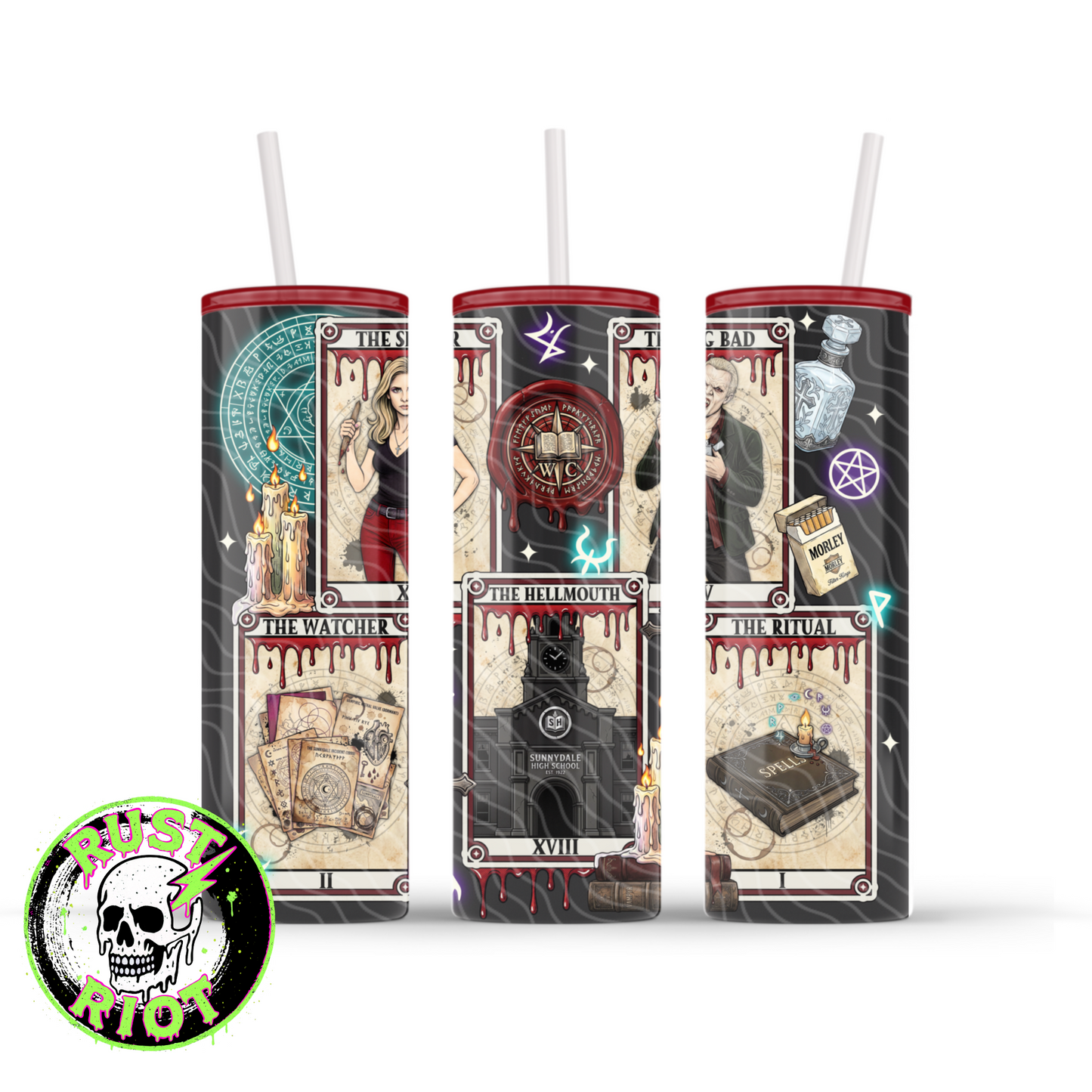 Slayer Arcana  | Gothic Tarot Graphic | 20oz Skinny Tumbler Wrap PNG Digital Download
