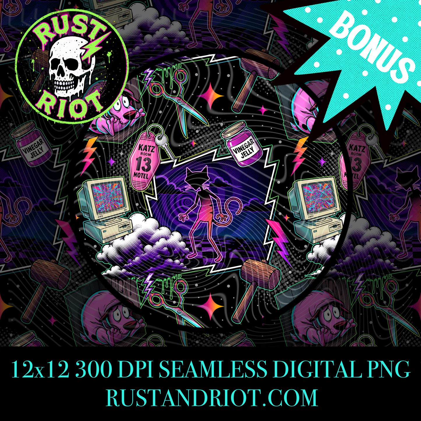Welcome to Nowhere Everything Bundle | Neon Comic Horror Graphic Set | PNG Digital Download