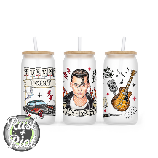 Juvenile Delinquent 16oz Glass Can PNG Design 1990s Cult Classic Digital Graphic Image for UVDTF and Sublimation Printing