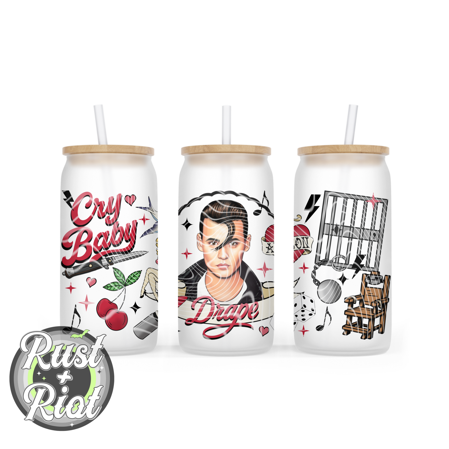 Juvenile Delinquent 16oz Glass Can PNG Design 1990s Cult Classic Digital Graphic Image for UVDTF and Sublimation Printing
