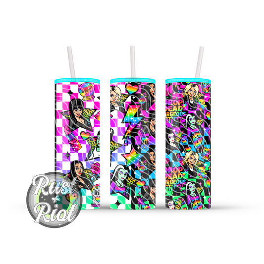 Drop Dead Gorgeous 20oz Tumbler Wrap Digital Download - Rainbow Horror Queen PNG