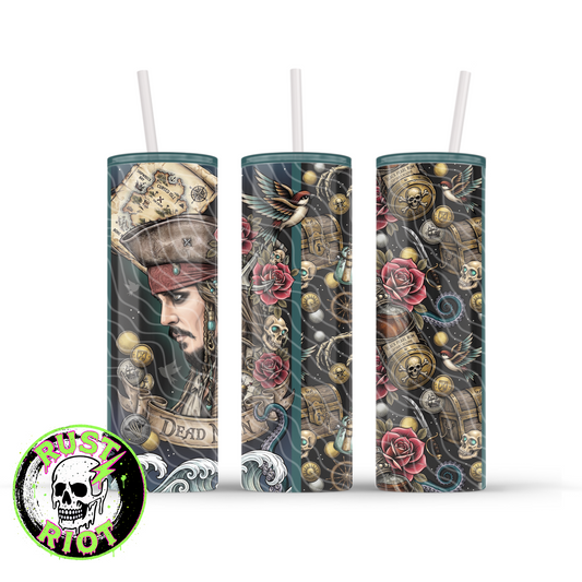 Dead Man’s Gold | Pirate Tattoo Style Graphic | 20oz Skinny Tumbler Wrap PNG Digital Download