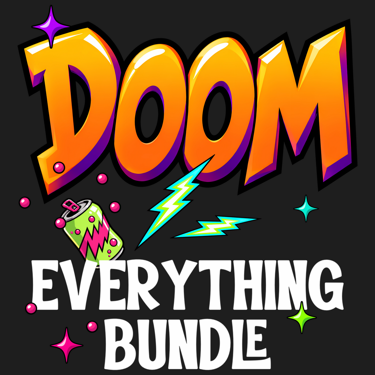 Earth Problems -Doom Everything Bundle | Neon Alien Sci-Fi Graphic Set | PNG Digital Download