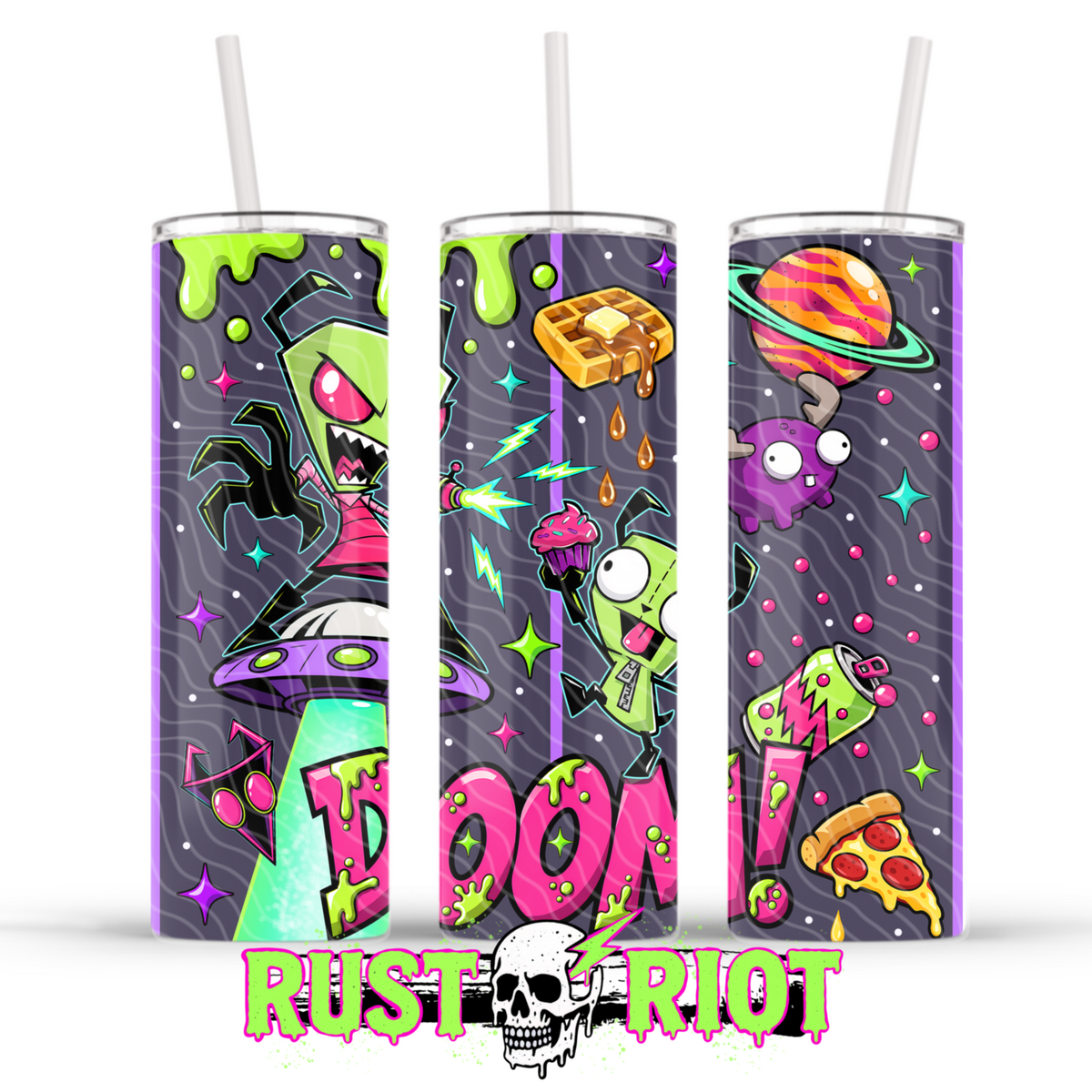 Earth Problems Tumbler Wrap | Neon Alien Sci Fi | PNG Digital Download