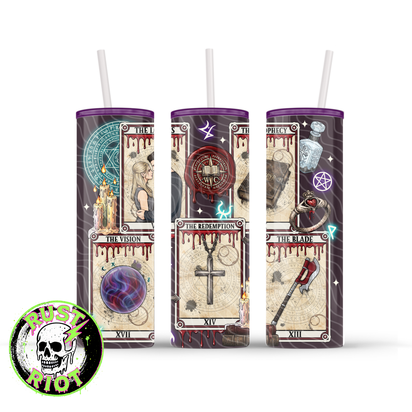 Slayer Arcana  | Gothic Tarot Graphic | 20oz Skinny Tumbler Wrap PNG Digital Download