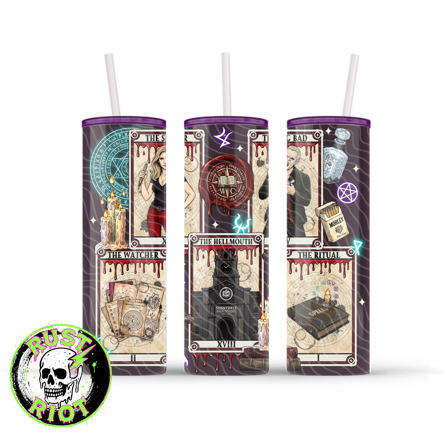 Slayer Arcana  | Gothic Tarot Graphic | 20oz Skinny Tumbler Wrap PNG Digital Download