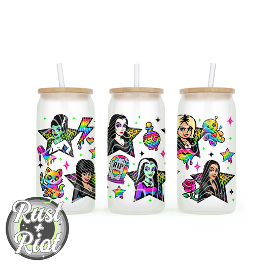 Drop Dead Gorgeous 16oz Glass Can Wrap Digital Download - Rainbow Horror PNG