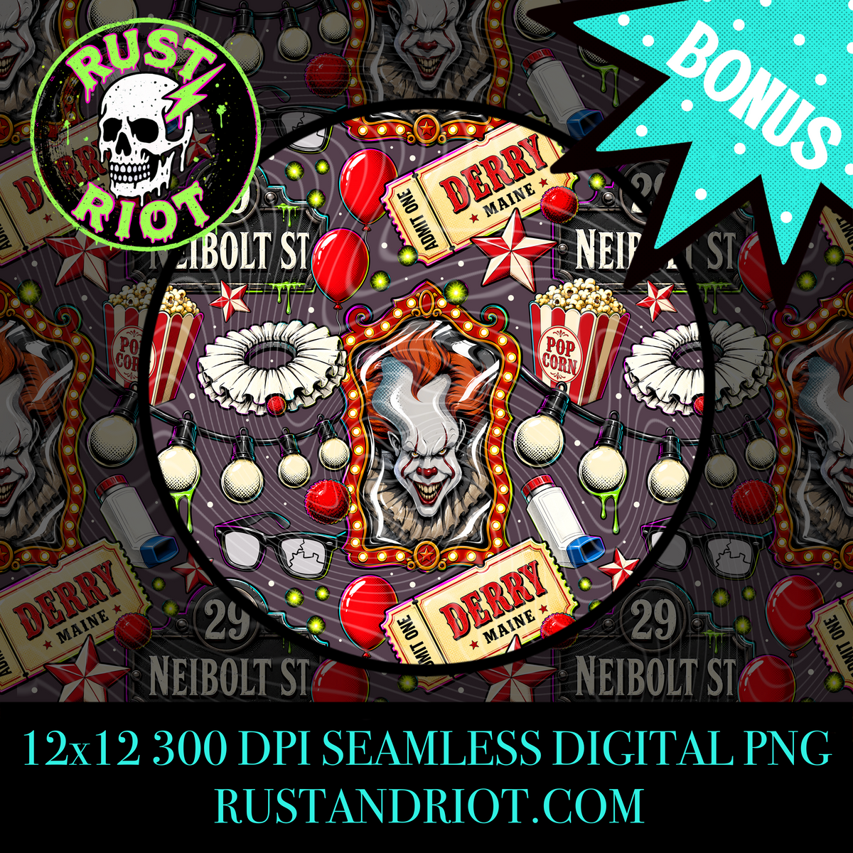 Derry After Dark Everything Bundle | Neon Comic Horror | PNG Digital Download