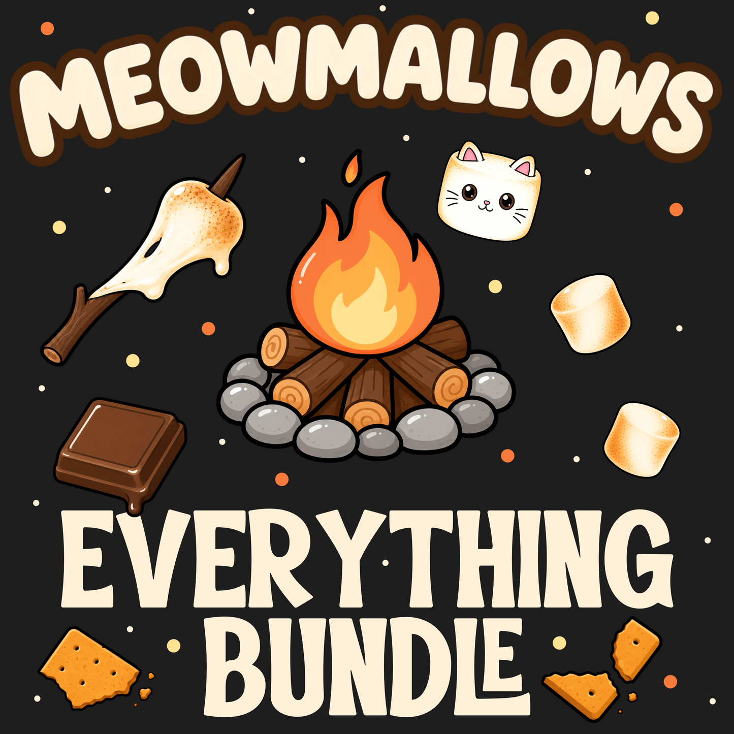 Meowmallow S’mores | Kitty Campfire Collection | PNG Digital Download