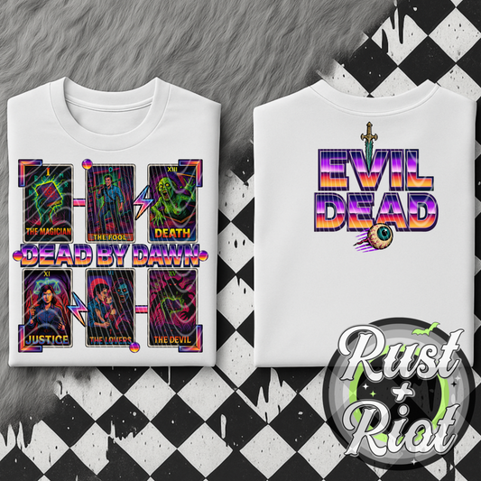 Dead by Dawn Tarot PNG – Retro Horror Digital Design