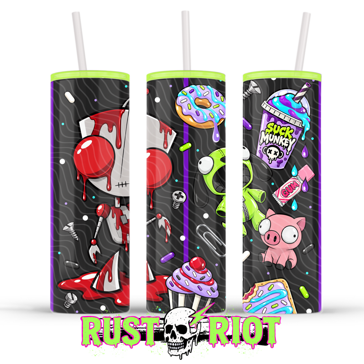Earth Problems Tumbler Wrap | Neon Alien Sci Fi | PNG Digital Download