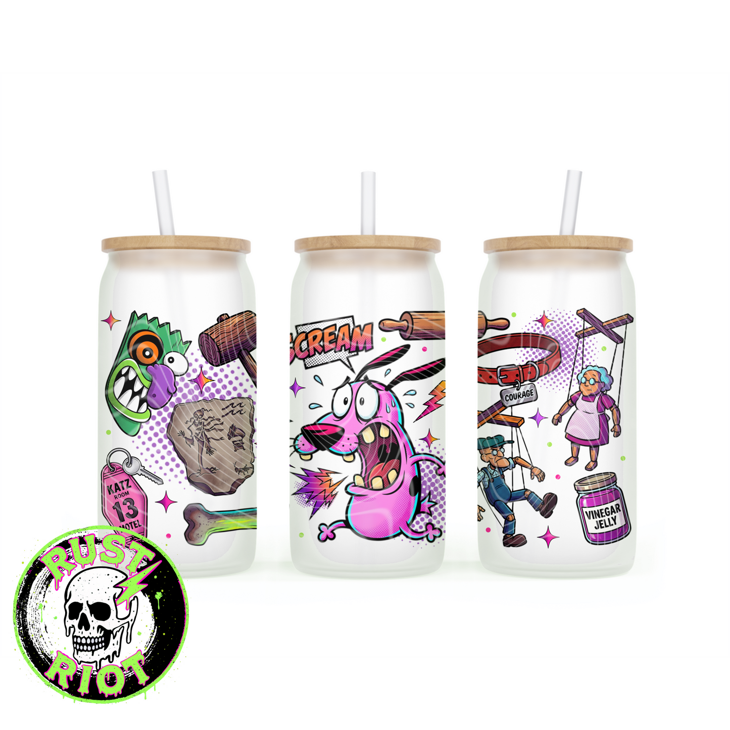 Welcome to Nowhere | Neon Comic Horror Graphic | 16oz Glass Can Wrap PNG Digital Download