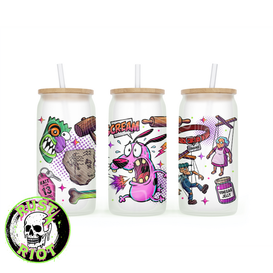 Welcome to Nowhere | Neon Comic Horror Graphic | 16oz Glass Can Wrap PNG Digital Download
