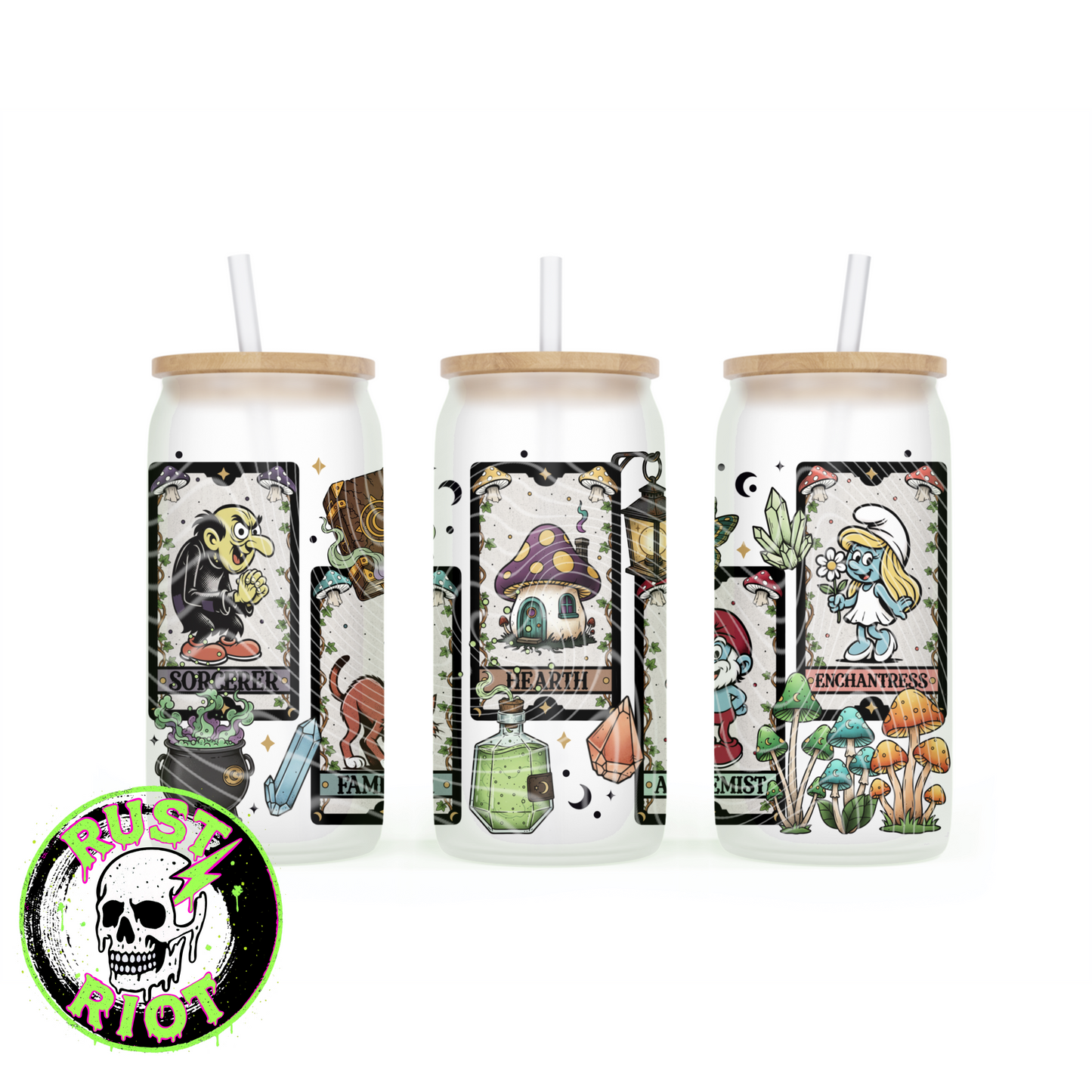 Woodland Tarot | Forest Mystic Cottagecore | 16oz Glass Can Wrap PNG Digital Download