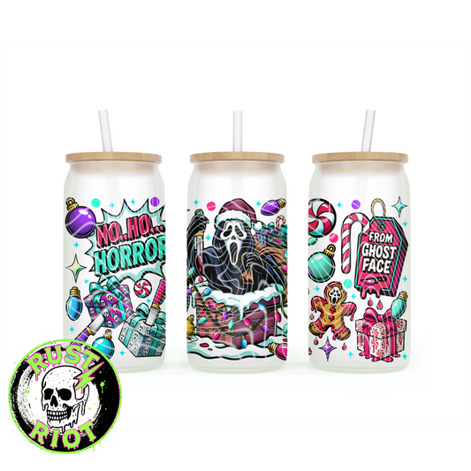Slay Ride | Neon Horror Christmas Design |  16oz Glass Can Wrap | Digital Download PNG for Sublimation & UVDTF Printing