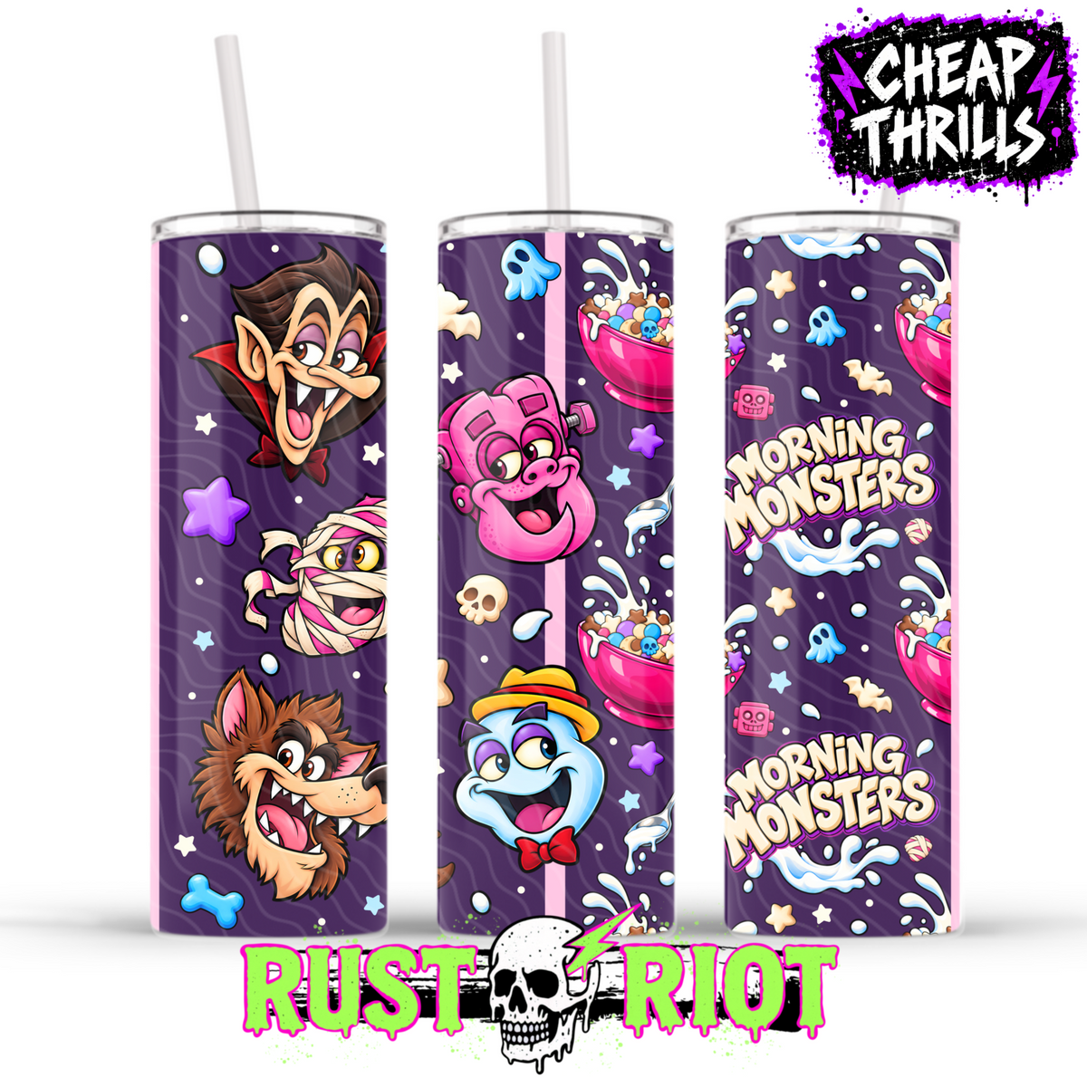 Morning Monsters | Retro Monster Cereal Collection | PNG Digital Download