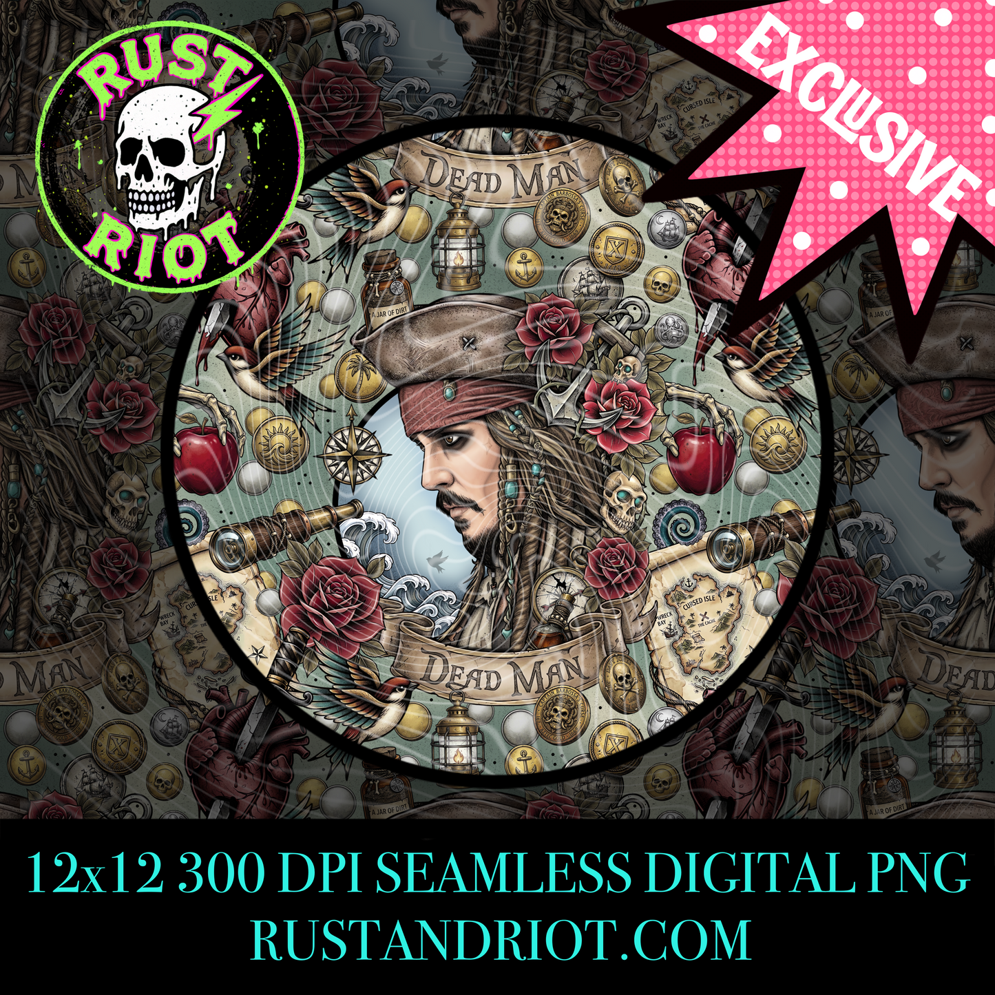 Dead Man’s Gold Everything Bundle | Tattoo Style Pirate Graphic Set | PNG Digital Download
