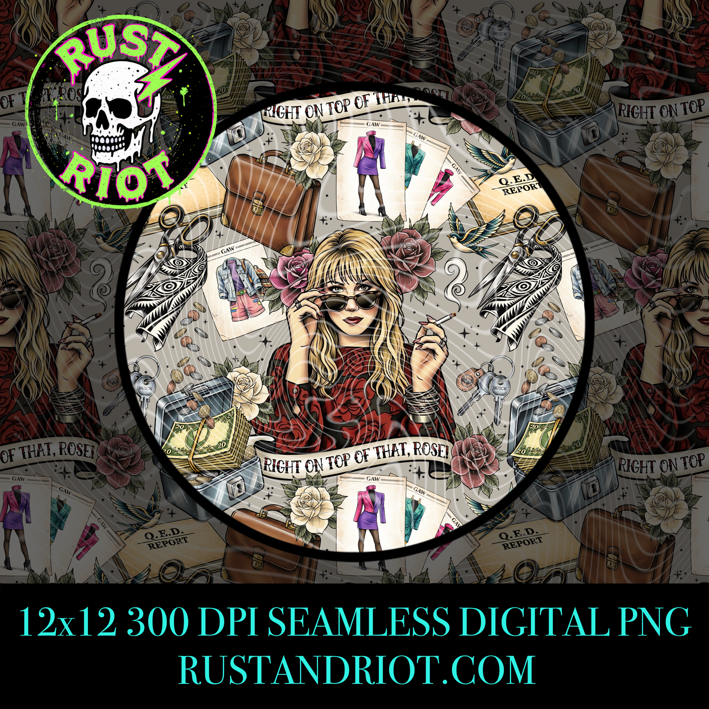 Petty Cash | Dark Comedy Cult Classic Seamless Pattern | PNG Digital Download