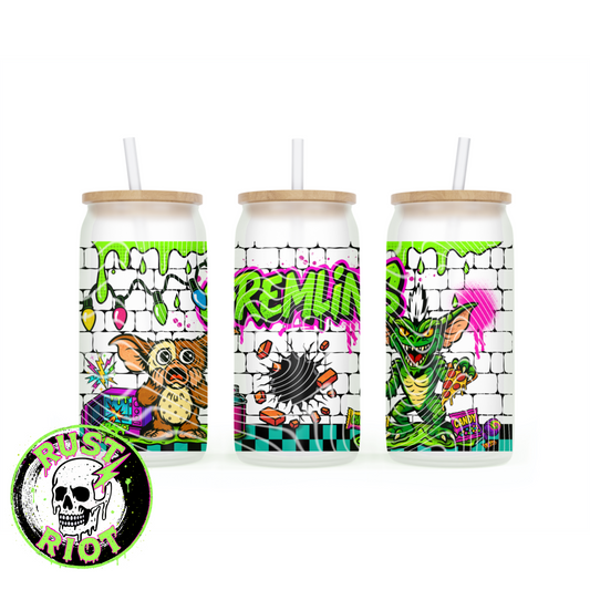Midnight Mayhem Glass Can Wrap | Retro Horror Comic PNG Download