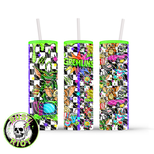 Midnight Mayhem Tumbler Wrap | Retro Horror Comic | 20oz Skinny Tumbler Wrap Digital Download PNG