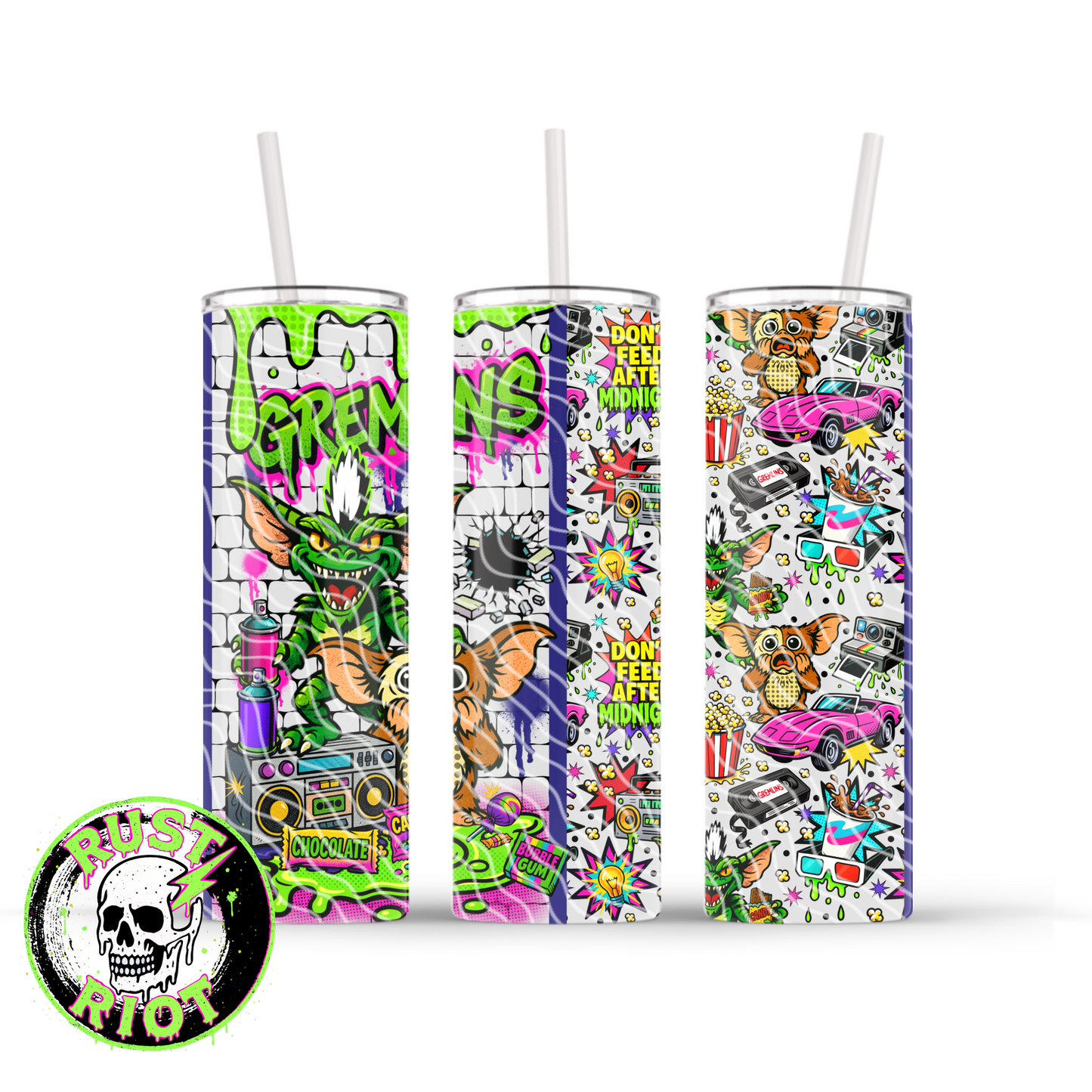 Midnight Mayhem Tumbler Wrap | Retro Horror Comic | 20oz Skinny Tumbler Wrap Digital Download PNG