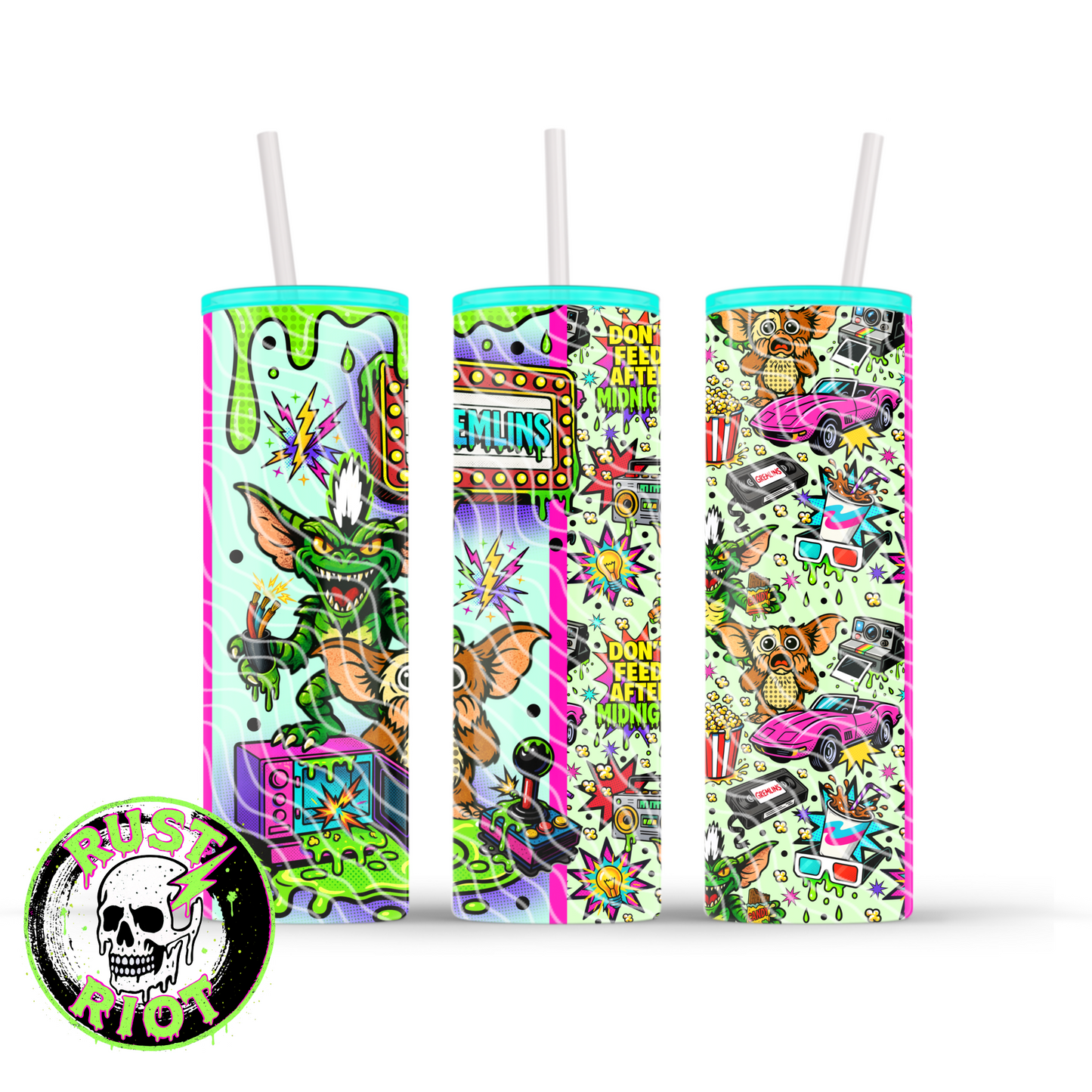 Midnight Mayhem Tumbler Wrap | Retro Horror Comic | 20oz Skinny Tumbler Wrap Digital Download PNG