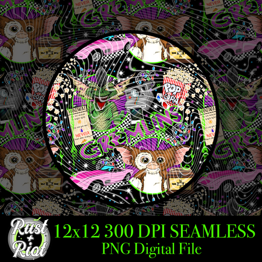 After Midnight Seamless PNG, 80s Cult Classic Movie Digital Graphic Image for Sublimation, DTF, UVDTF, DTG and Fabric Printing