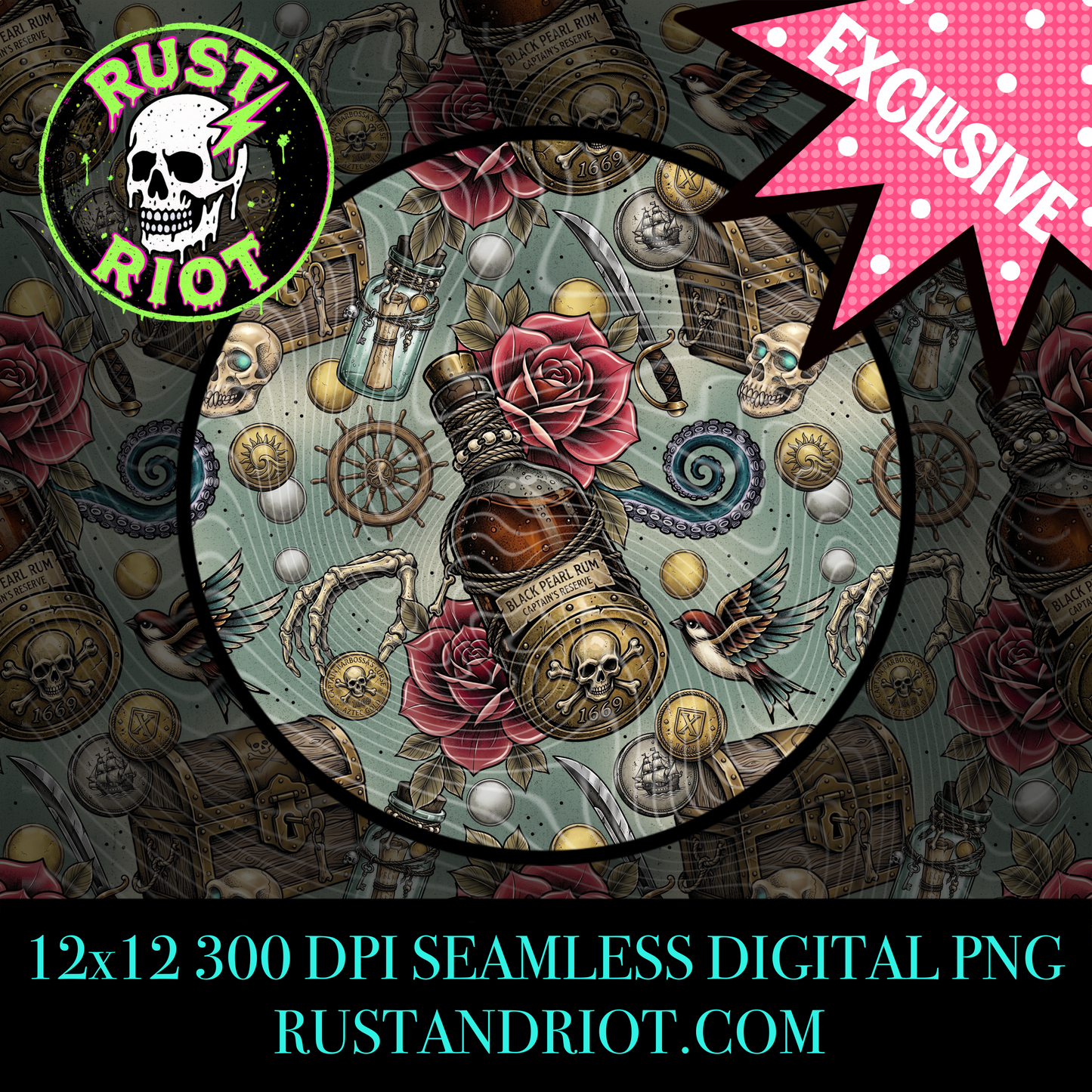 Dead Man’s Gold Everything Bundle | Tattoo Style Pirate Graphic Set | PNG Digital Download