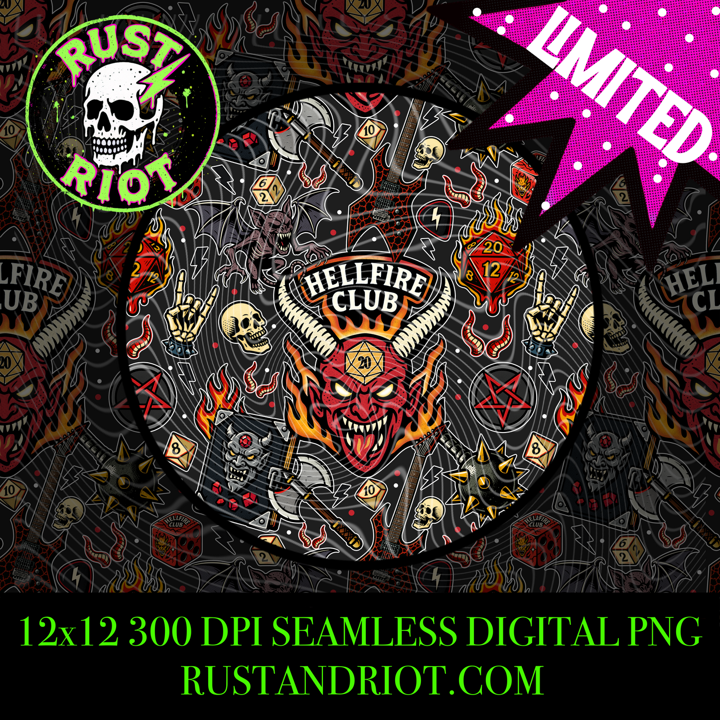 Hellfire Micro Set – Limited Edition | Tee Graphic, Seamless, Tumbler Wrap | Digital Download PNG