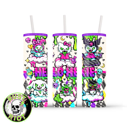 Hello Hexie Tumbler Wrap | Creepy Cute Pastel Goth Design PNG | 20oz Skinny