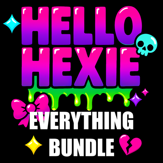 Hello Hexie Everything Bundle | Creepy Cute Pastel Goth PNG Set | Tee Graphic, Seamless Files, Tumbler Wraps
