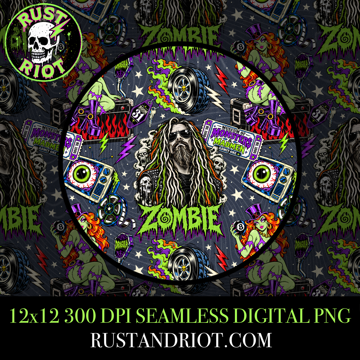 Electric Devil Alt Seamless 3pk | Alt Rock & Roll Horror | PNG Digital Download PNG Digital Download